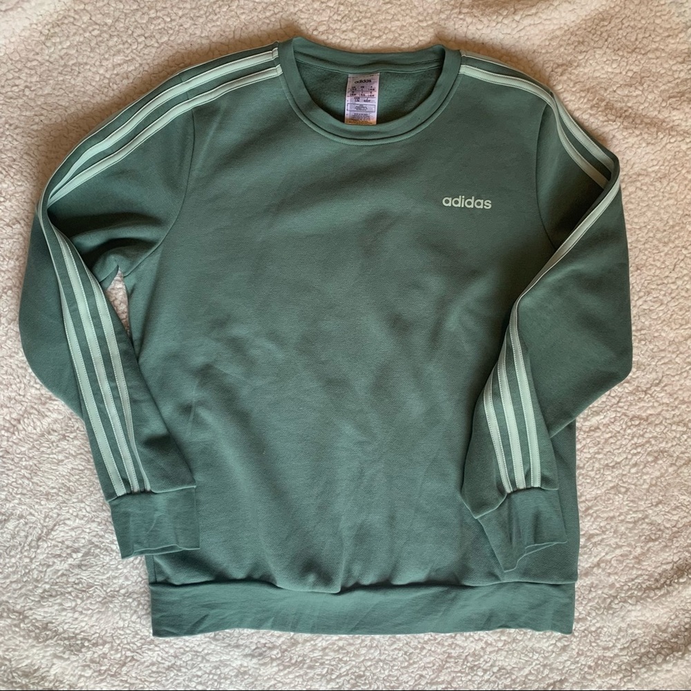 Women’s Adidas Three Stripe Green Crewneck Sweatshirt size Large